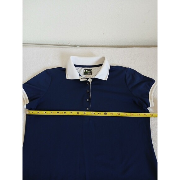 Izod Golf  Womens Polo Shirt Medium Navy 1/4 Zip Short Sleeve - Picture 10 of 15